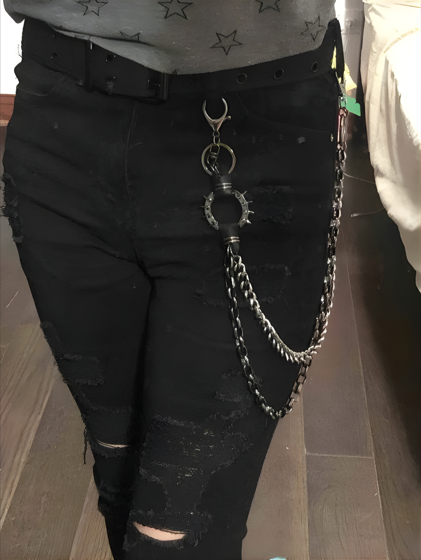 Spiked O Ring Pants Chain