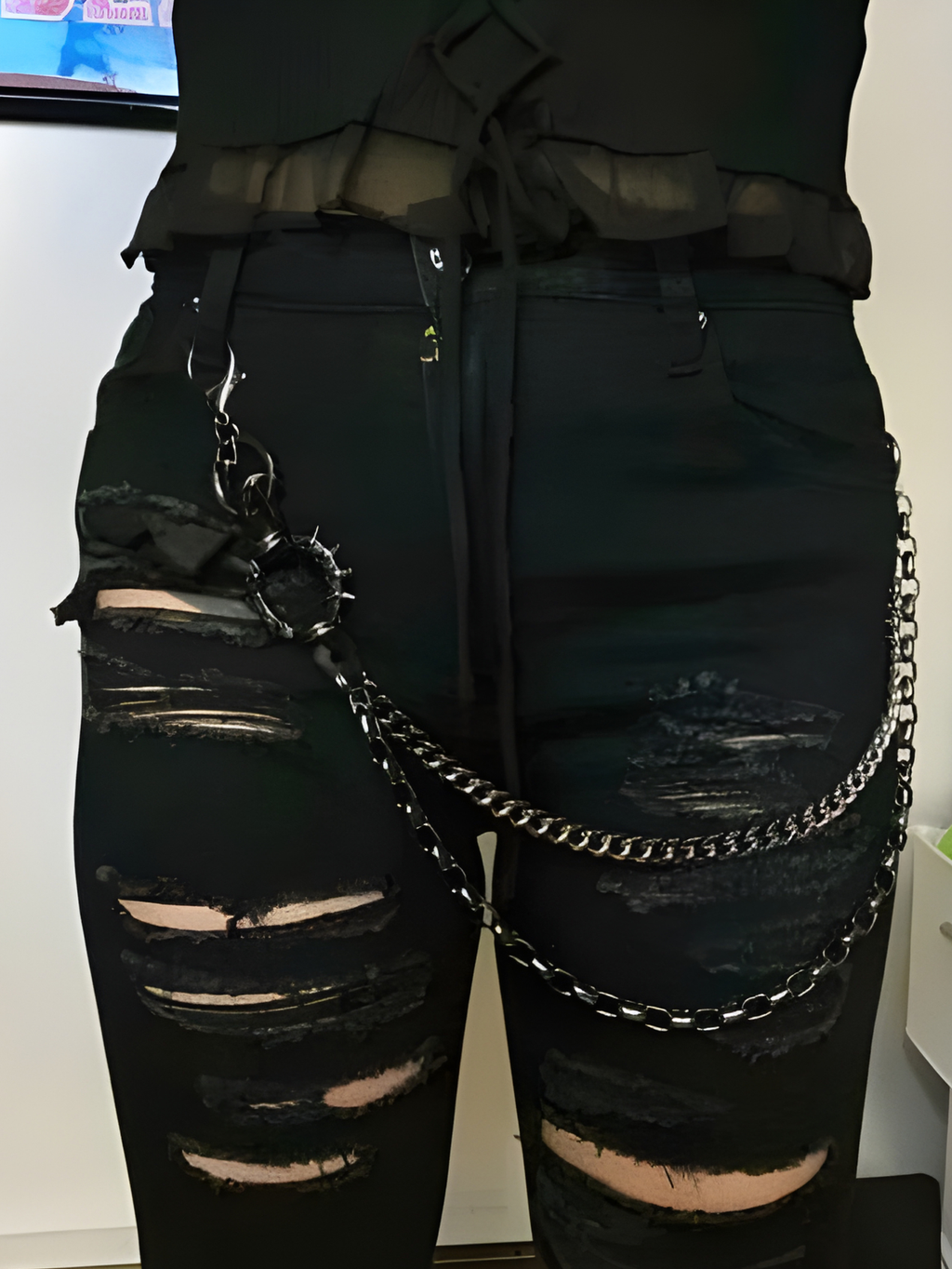 Spiked O Ring Pants Chain