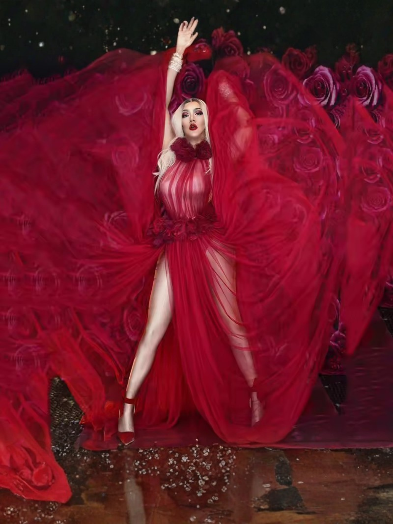 Red Sheer Sex Siren Drag Queen Costume
