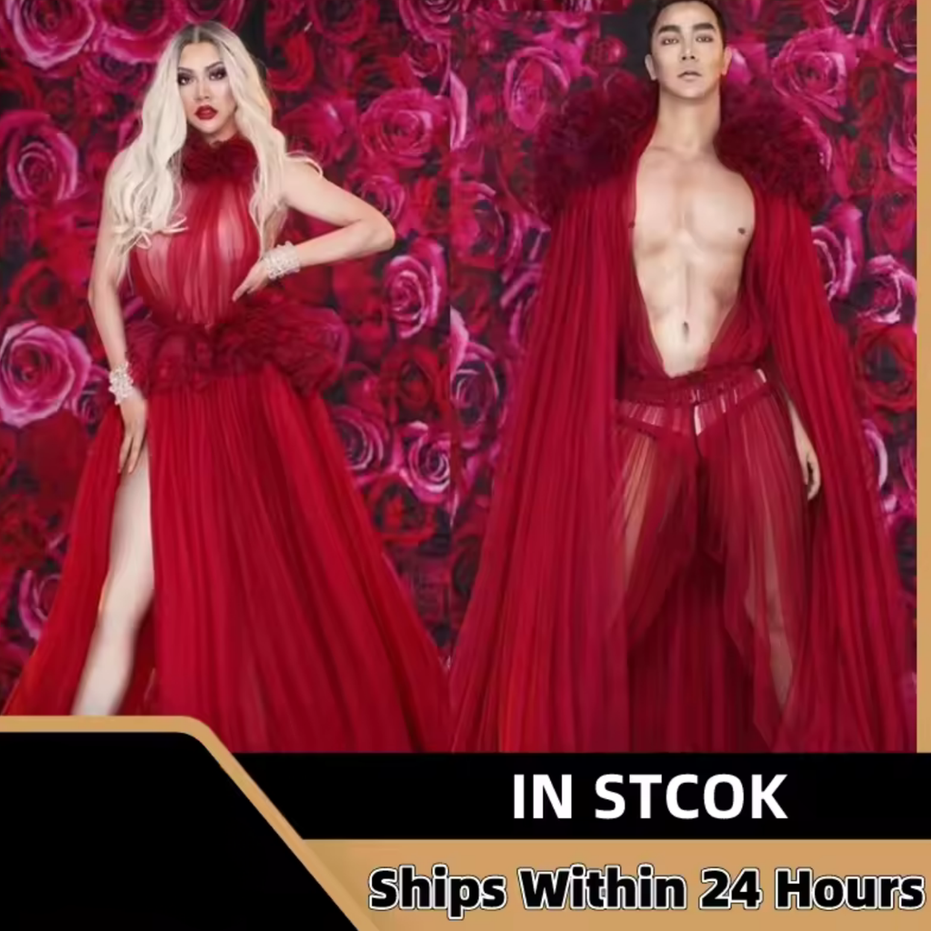 Red Sheer Sex Siren Drag Queen Costume