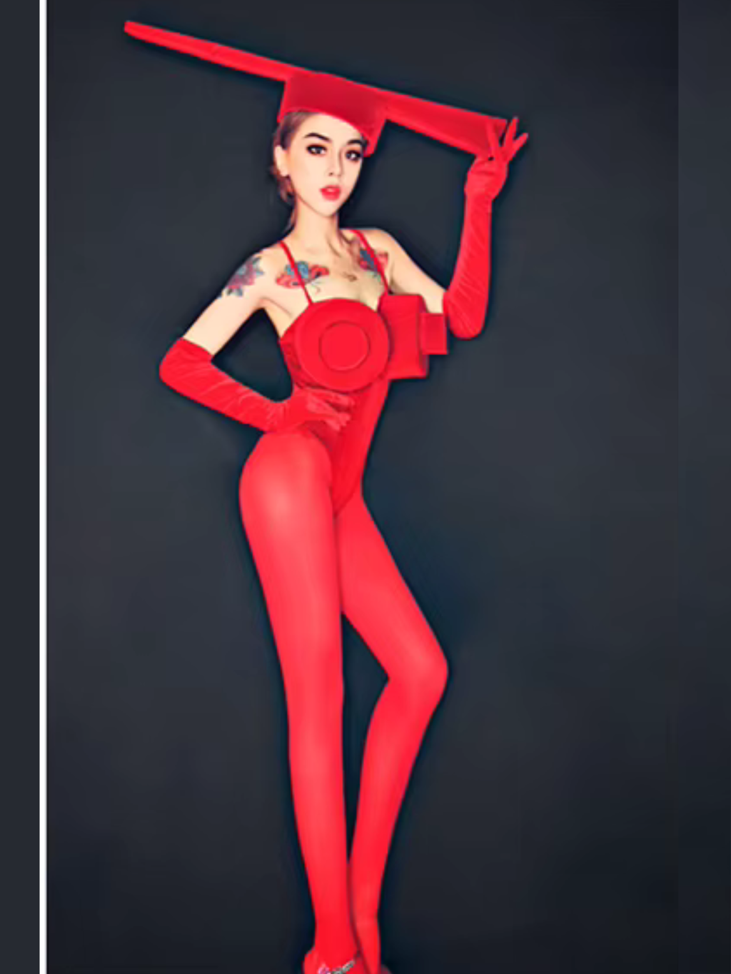 Red Drag Queen Hat Monokini Costume
