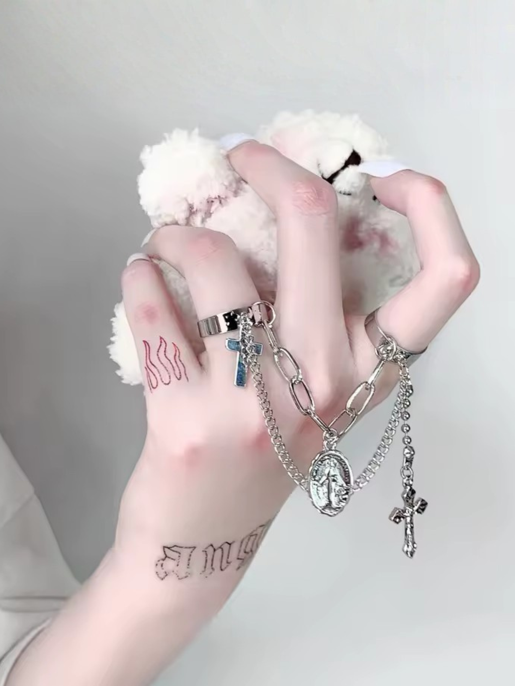 Cross Chain Rosary Ring