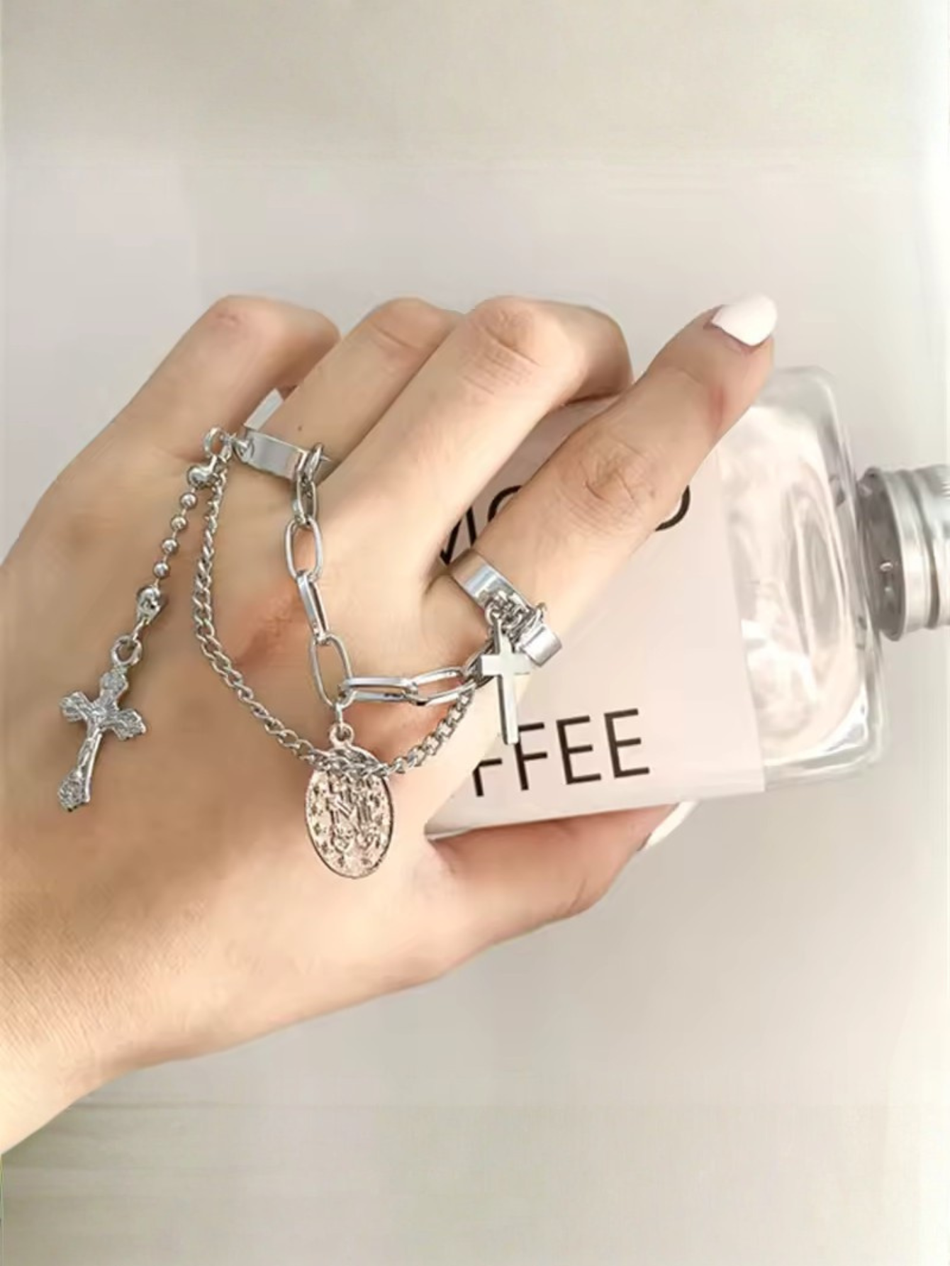 Cross Chain Rosary Ring