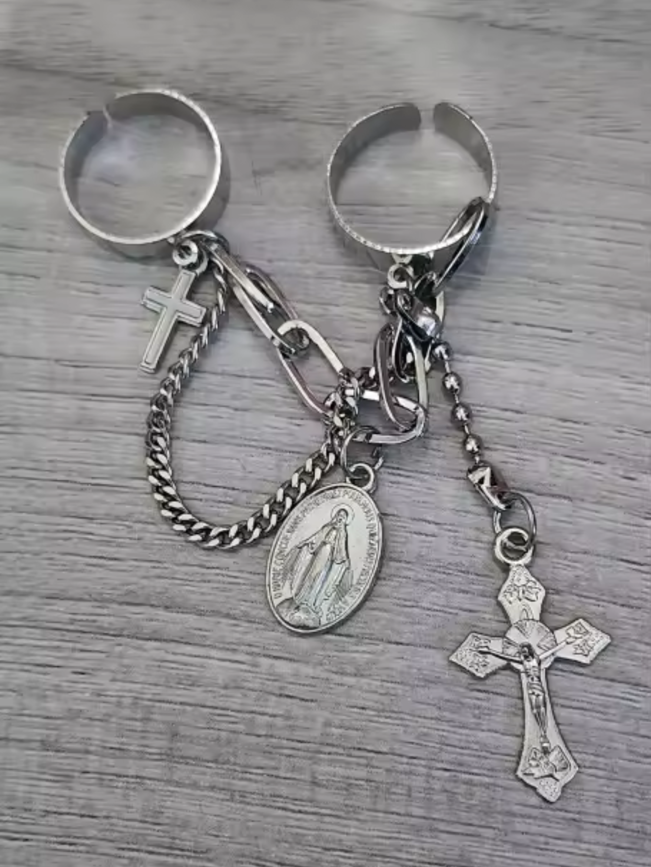 Cross Chain Rosary Ring