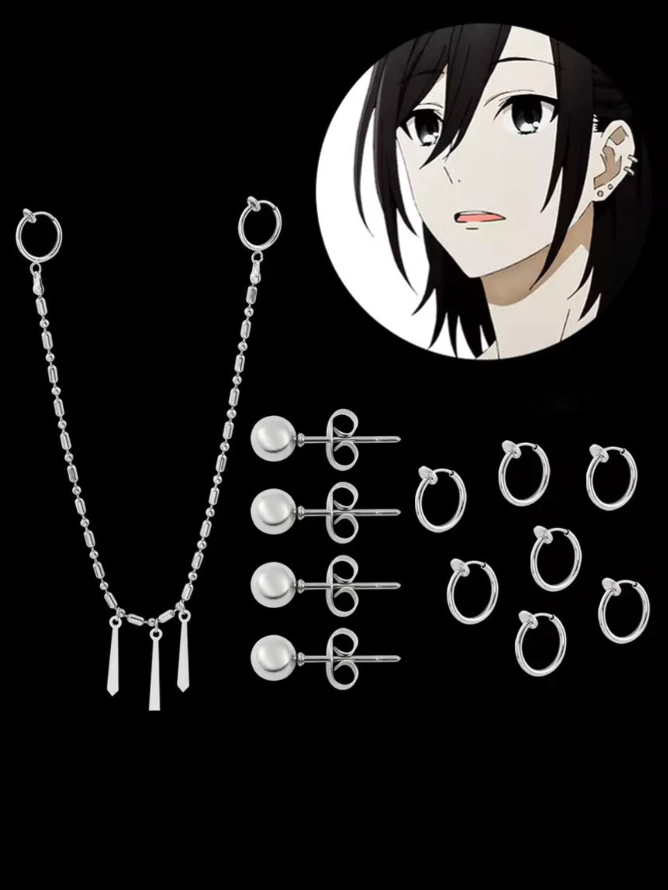 Lip to Ear Chain Anime Cosplay Jewelry 12pc
