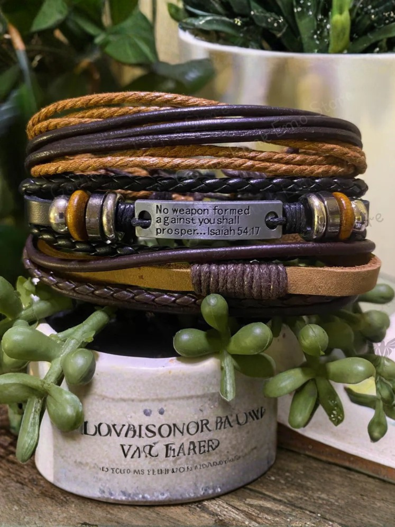 Cross Bible Bracelets 3pc Isaiah 54:17