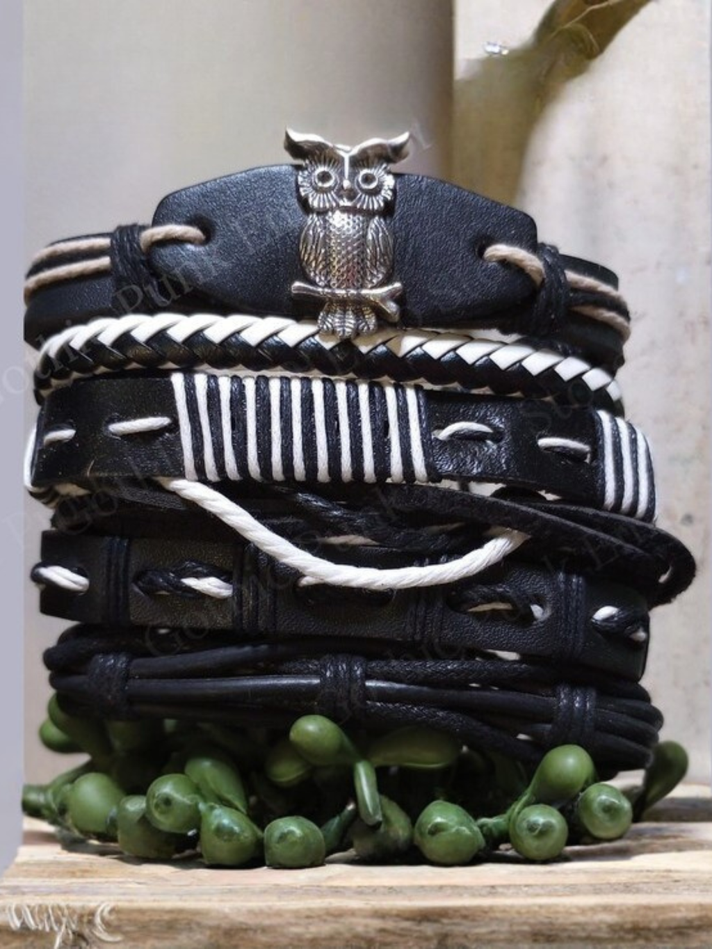 6PC Faux Leather Bracelet Set