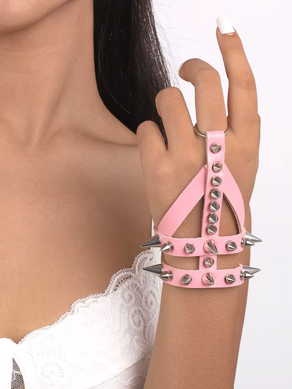 Pink Spiked Emo Bracelet