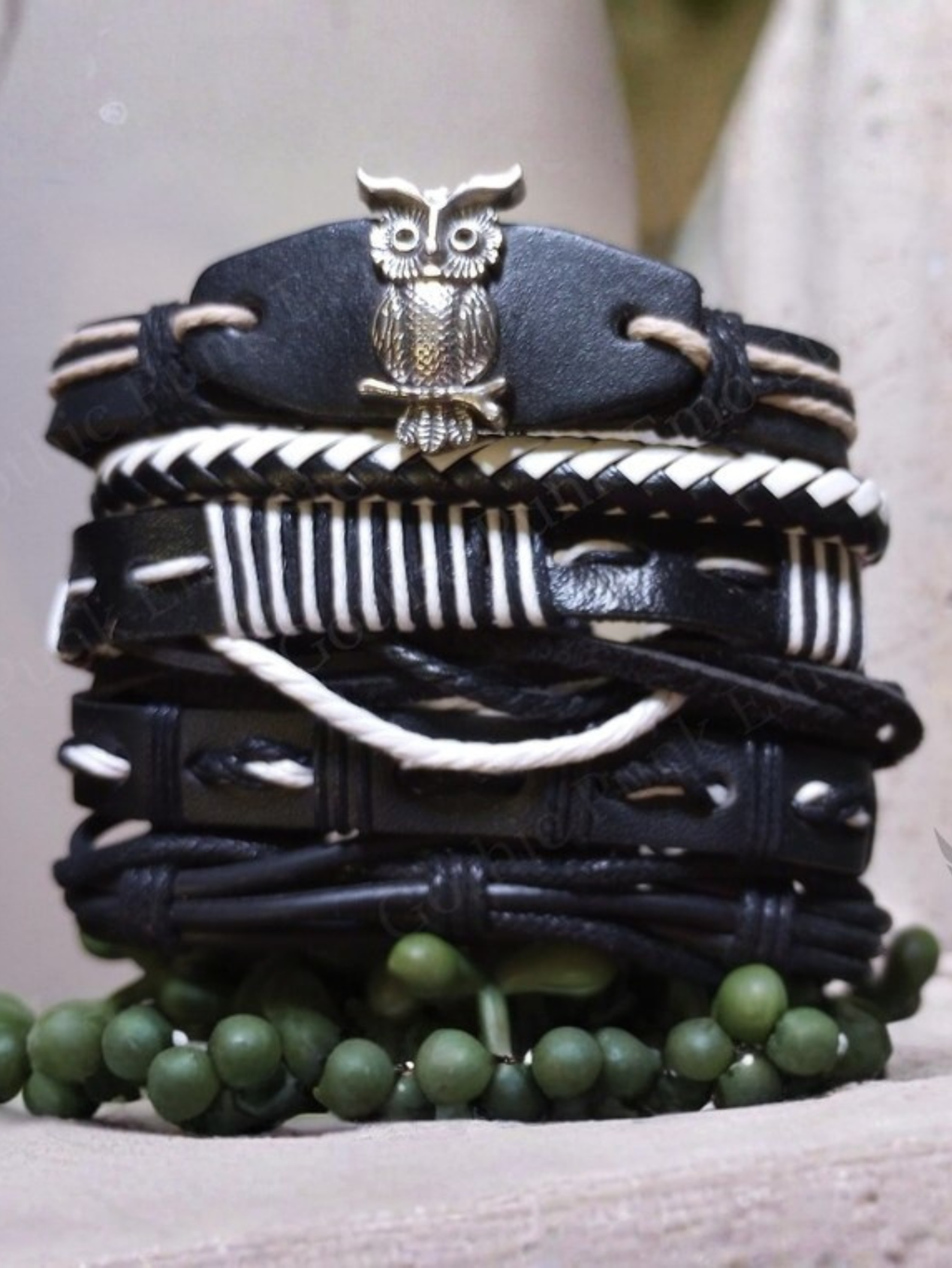 6PC Faux Leather Bracelet Set