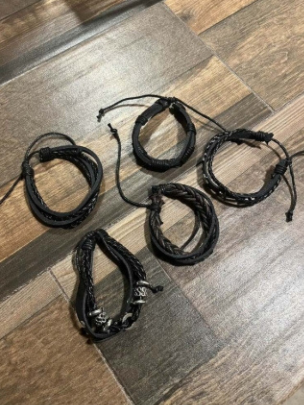Y2K Punk Leather 5pc Bracelet Set