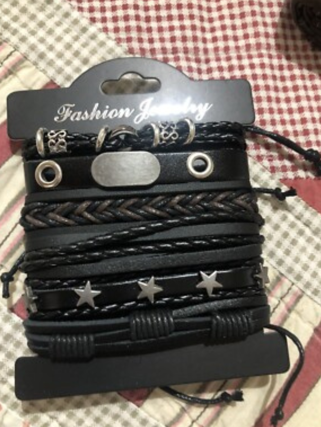 Y2K Punk Leather 5pc Bracelet Set