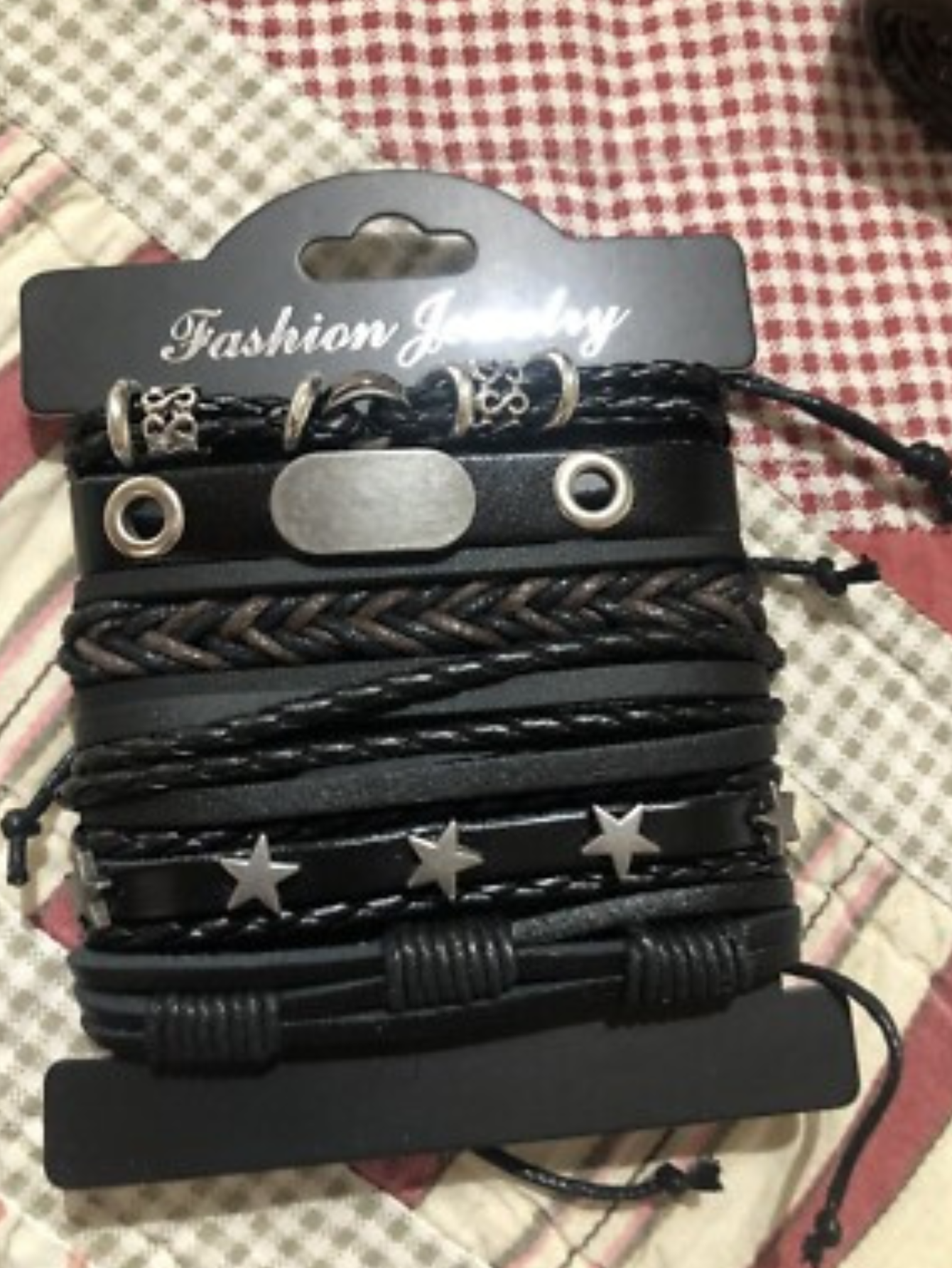 Y2K Punk Leather 5pc Bracelet Set