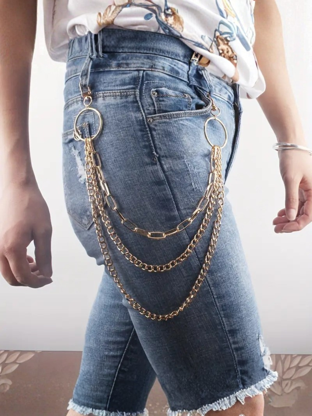 Layered 3 Row Pants Chain