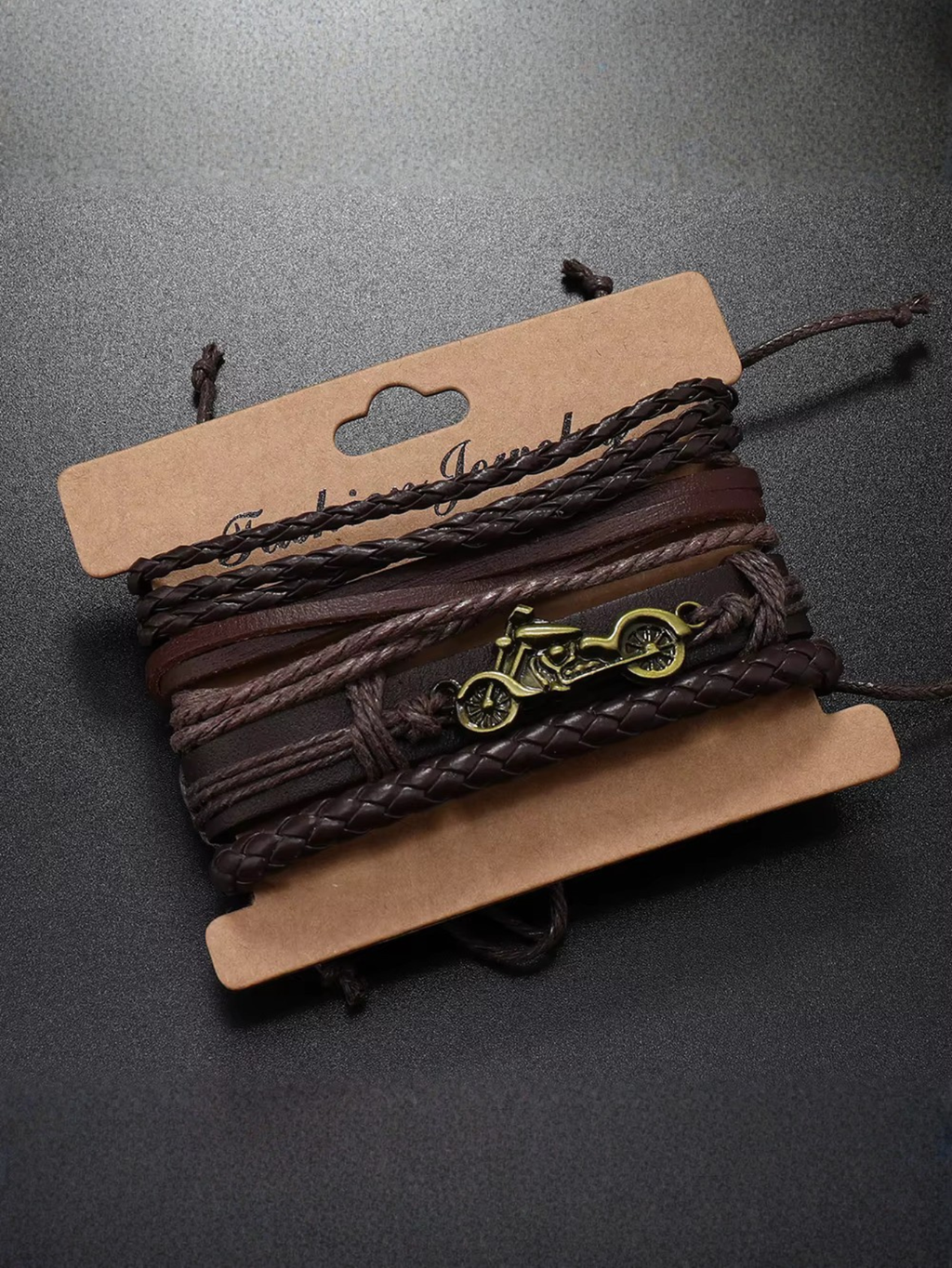 Motorcycle Faux Leather Bracelet Set