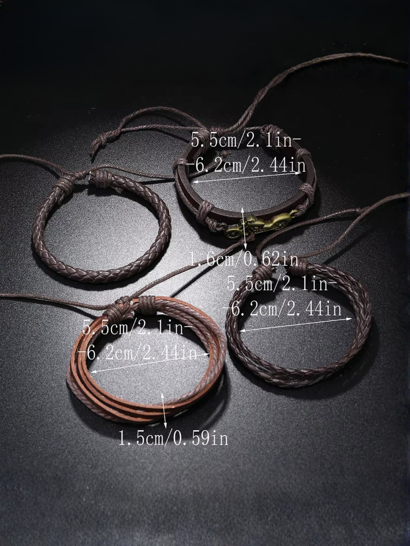 Motorcycle Faux Leather Bracelet Set