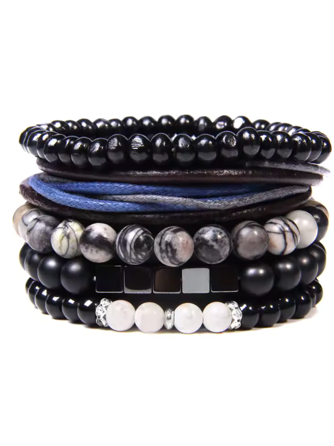 Blue Beaded Bracelet Set