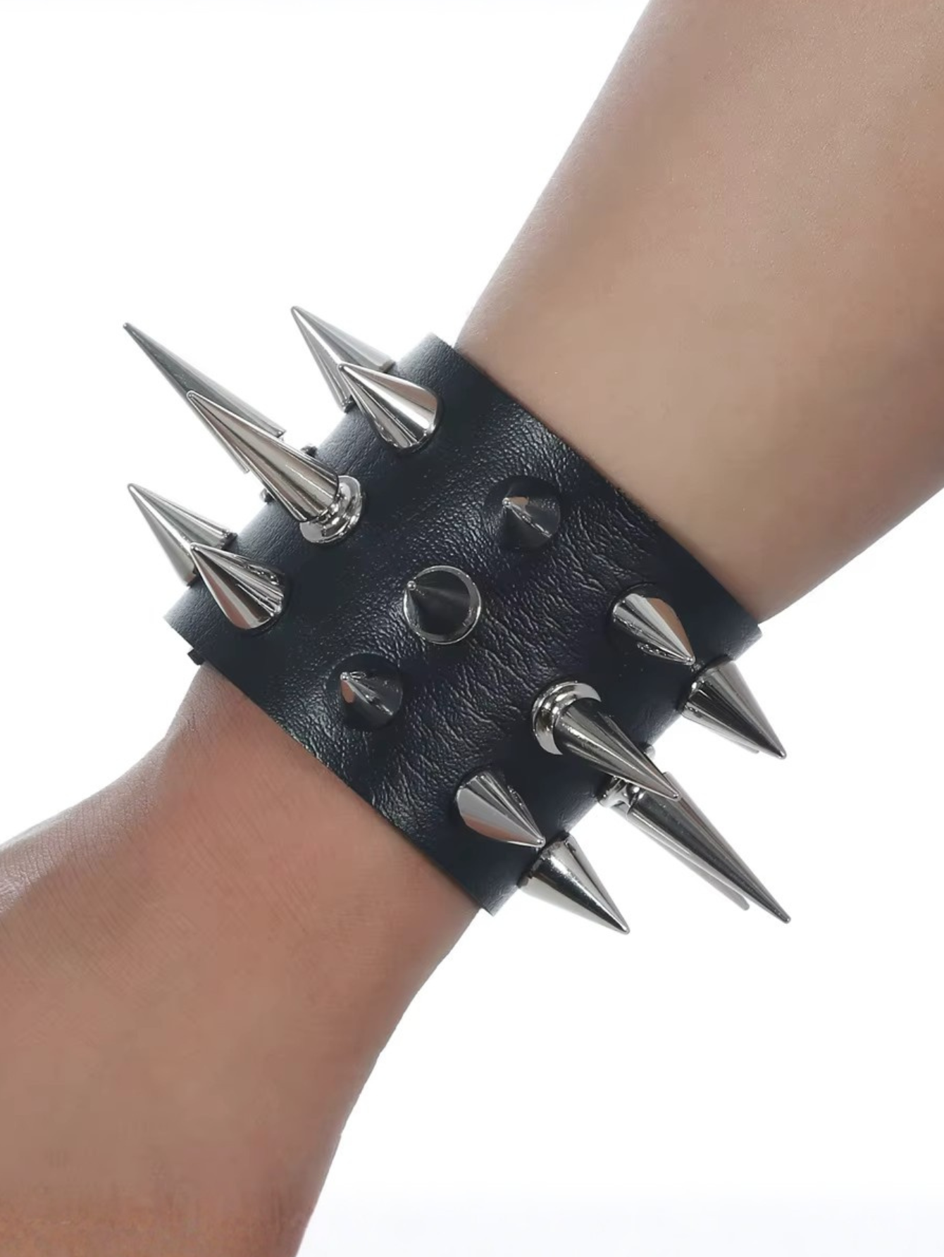 Cone Spiked 3 Row Bracelet