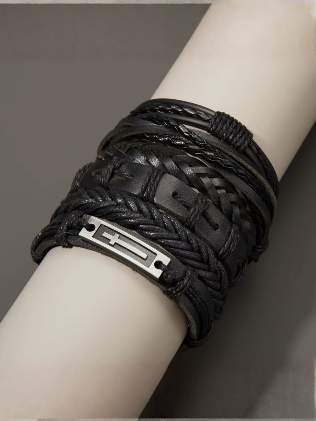 Cross Black Bracelet Set