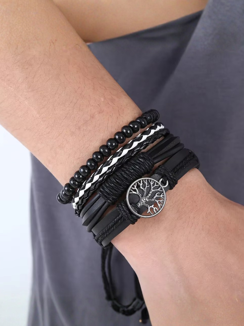 Tree Leather Bracelet Set