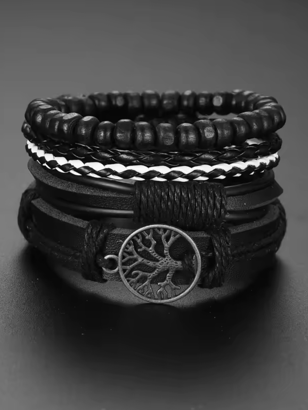 Tree Leather Bracelet Set