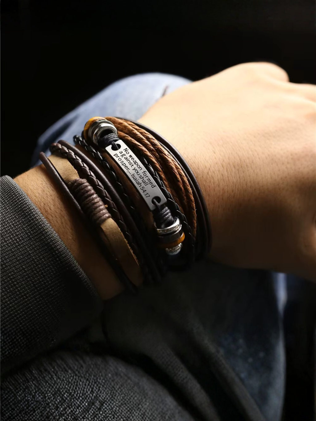 Cross Bible Bracelets 3pc Isaiah 54:17