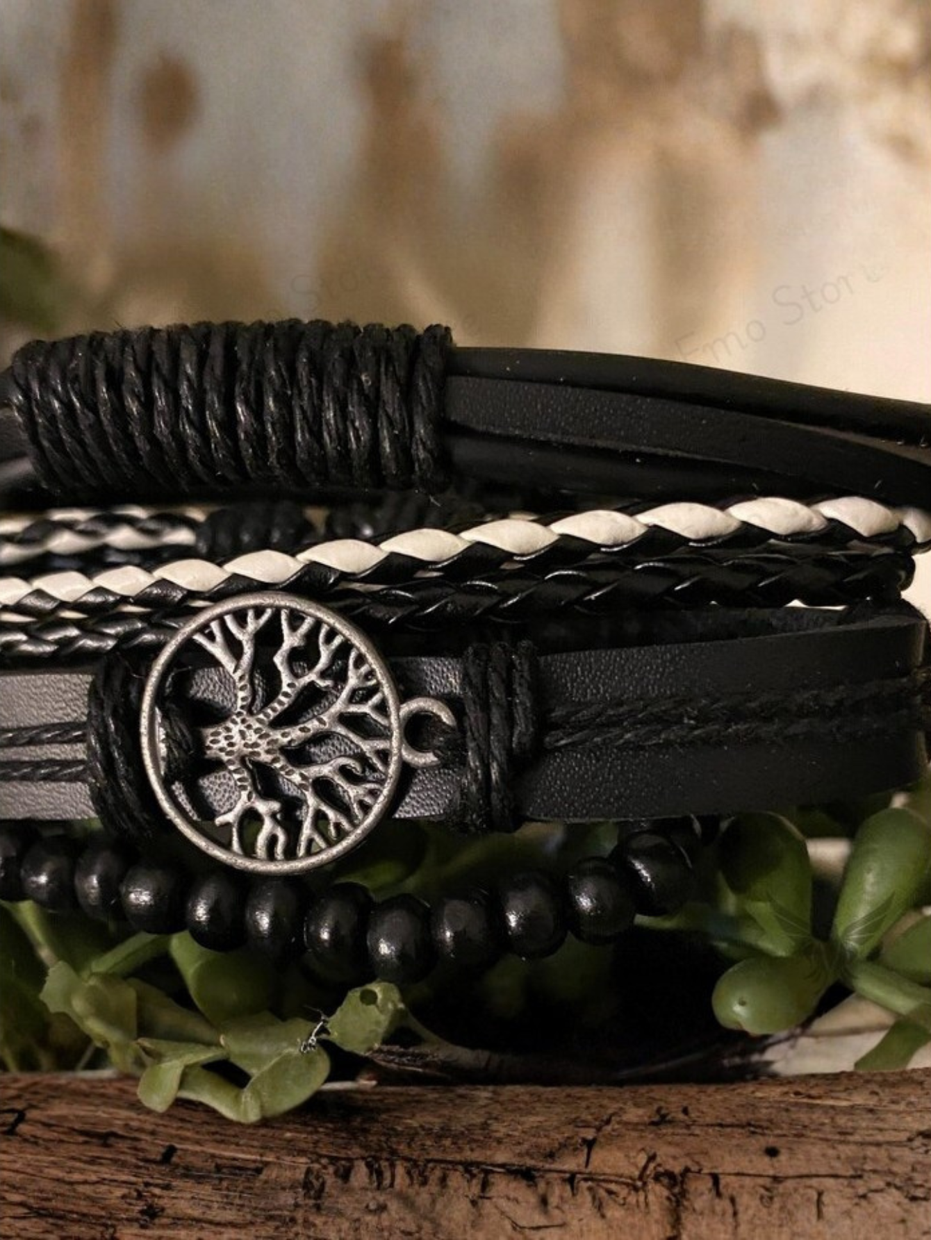 Tree Leather Bracelet Set