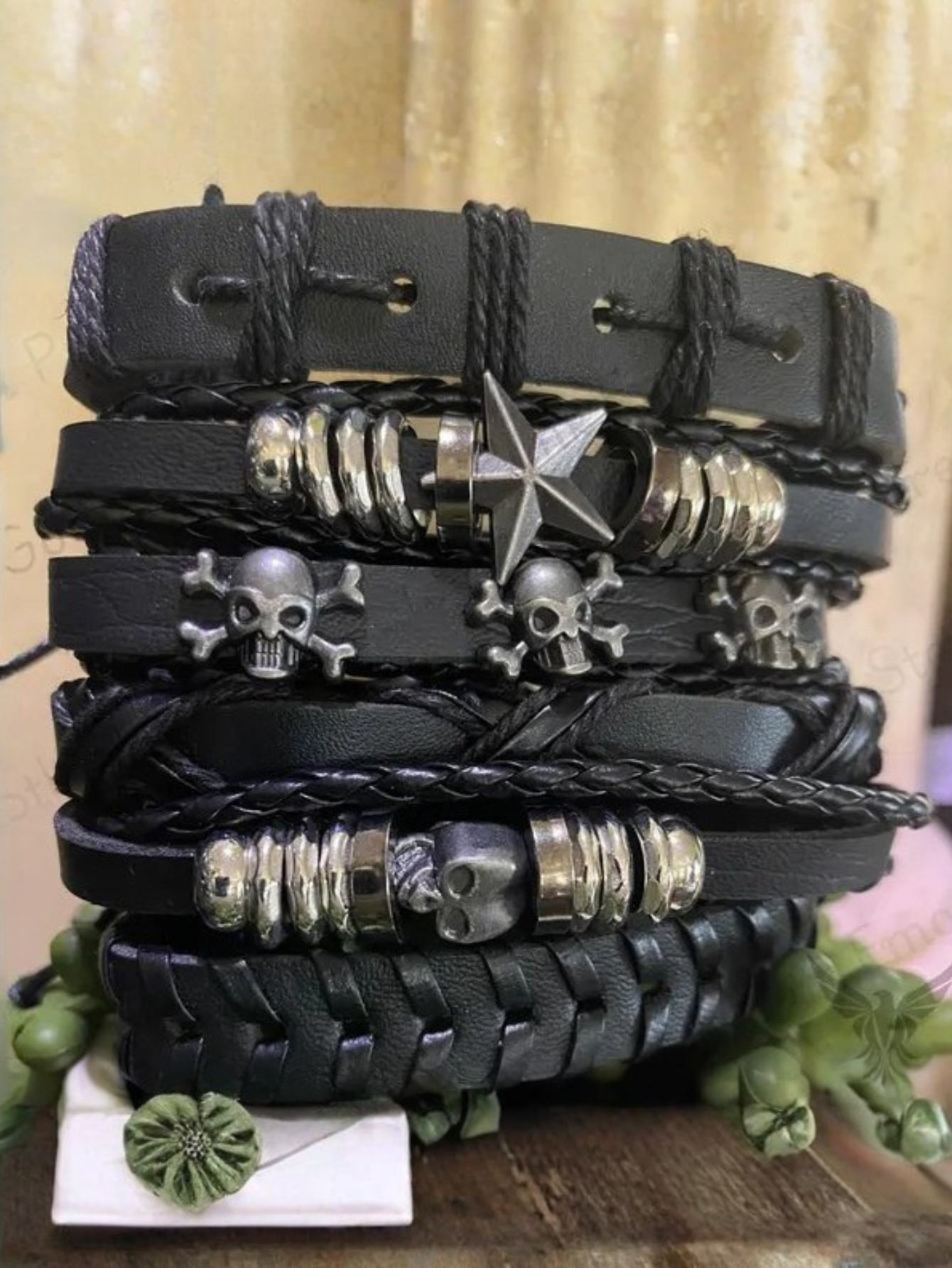 Skull Star Punk Rock Bracelet Set