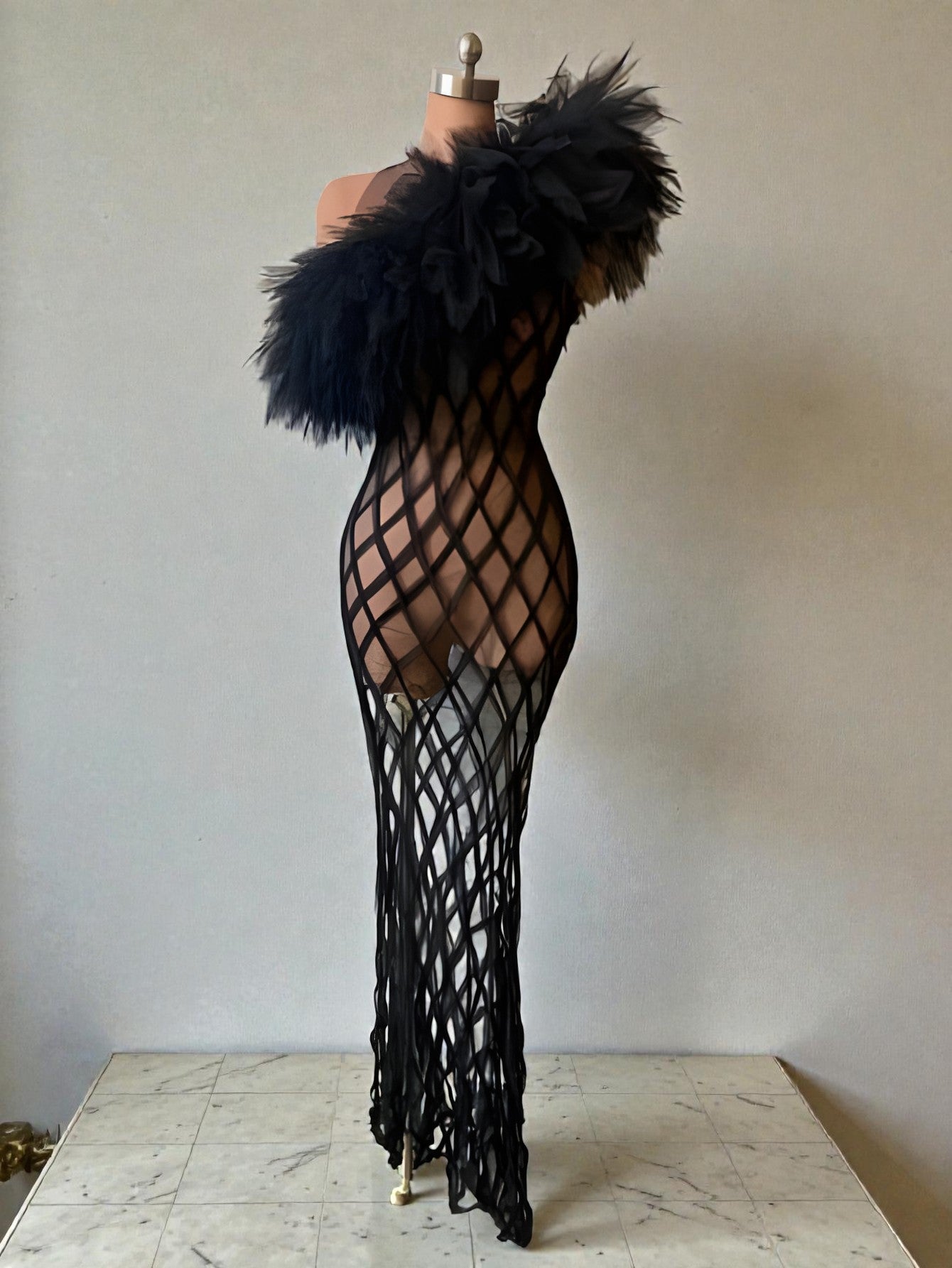 Black Mesh See Through Dress