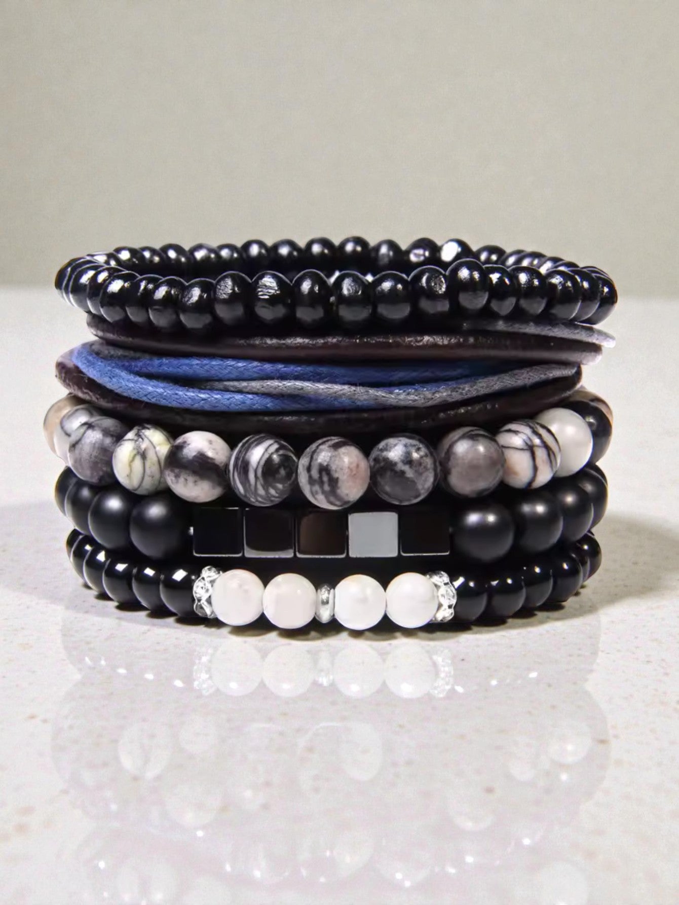 Blue Beaded Bracelet Set