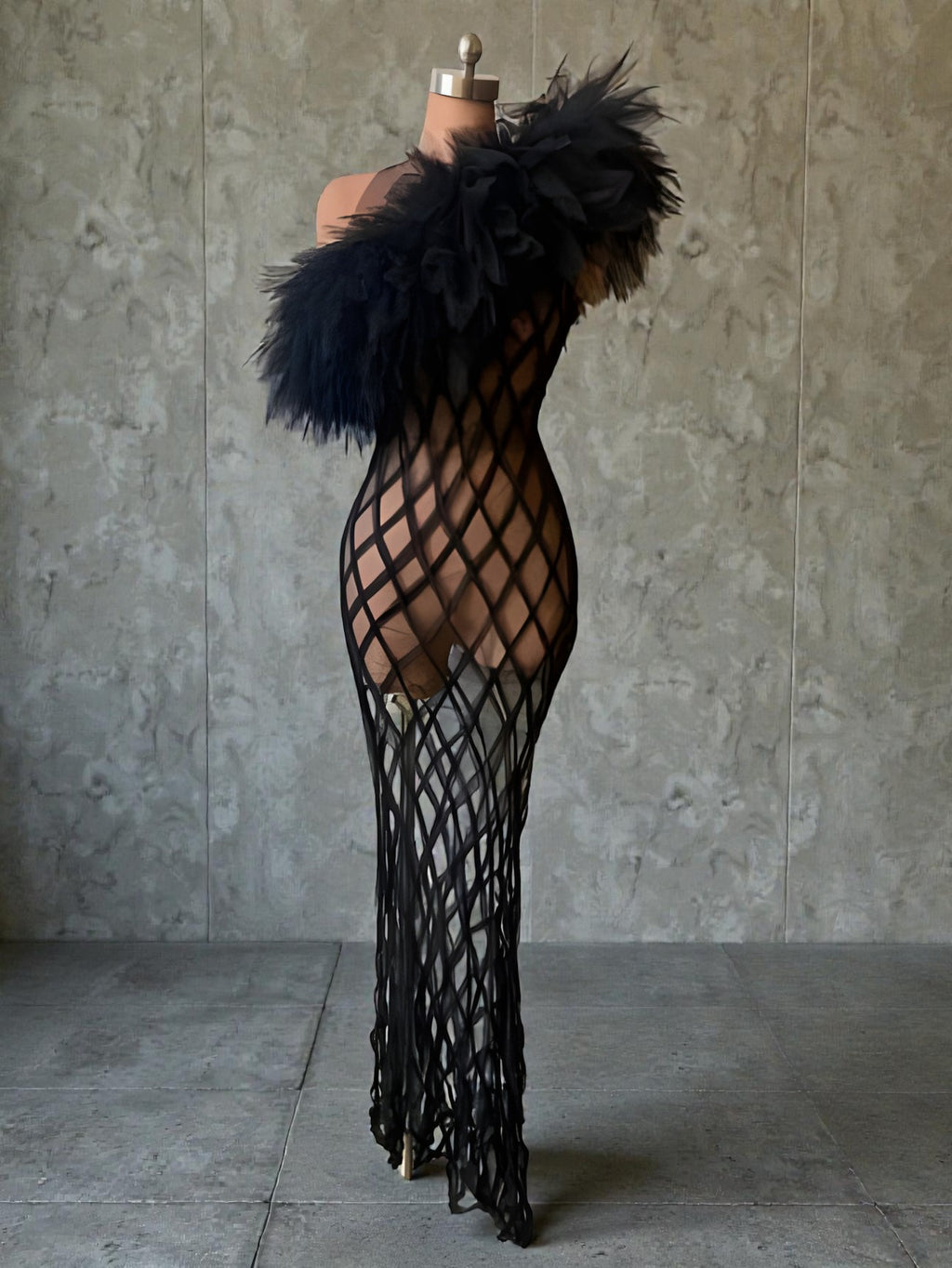 Black Mesh See Through Dress